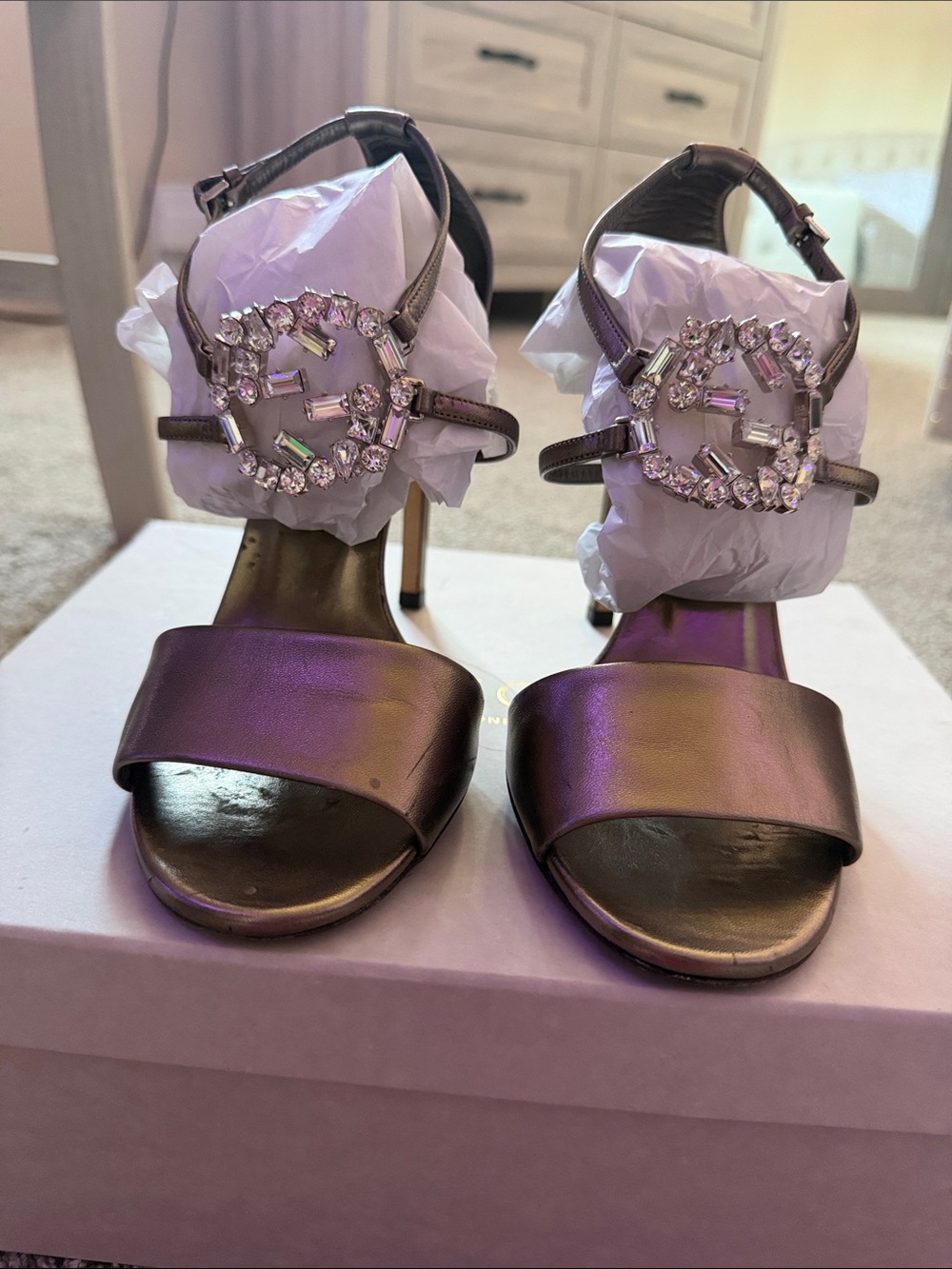 Gucci Embellished Metallic Women's Dress Sandals